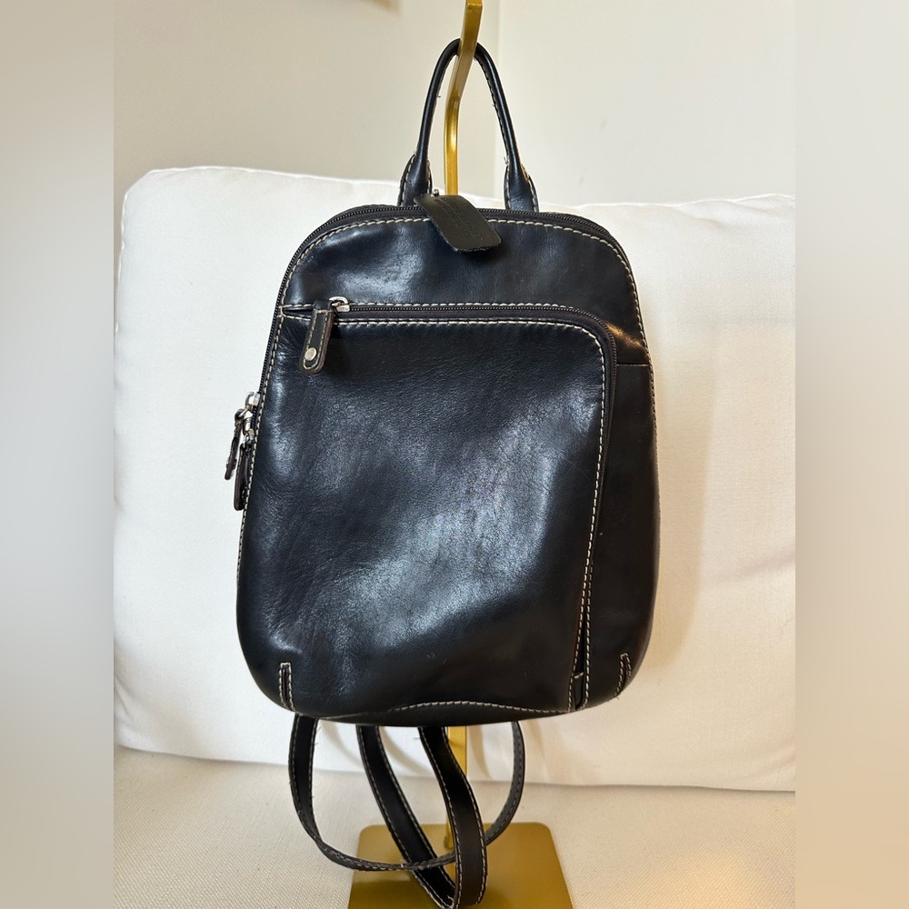 St. John's Bay Black Leather Back Pack Adjustable Purse